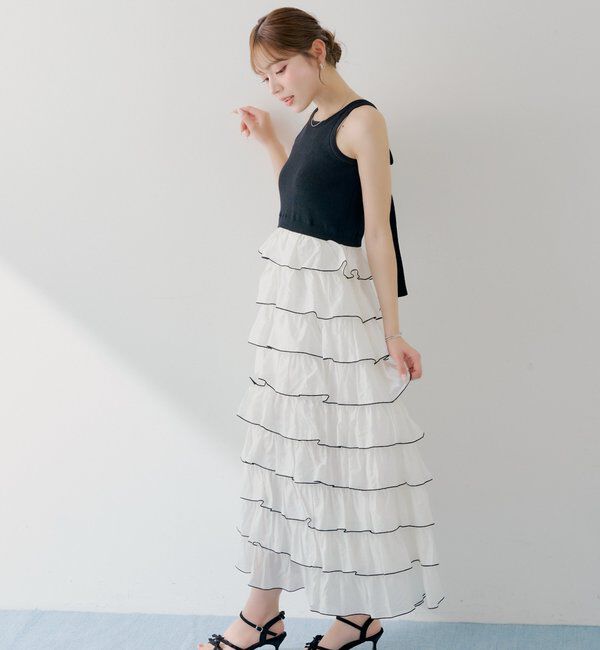  「【SALON by Chico】アメスリフリルティアードドッキングワンピース」|ワンピース|