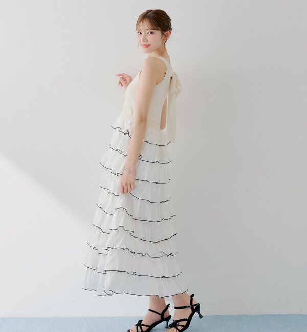  「【SALON by Chico】アメスリフリルティアードドッキングワンピース」|ワンピース|