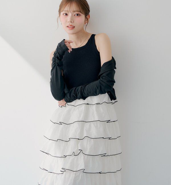  「【SALON by Chico】アメスリフリルティアードドッキングワンピース」|ワンピース|