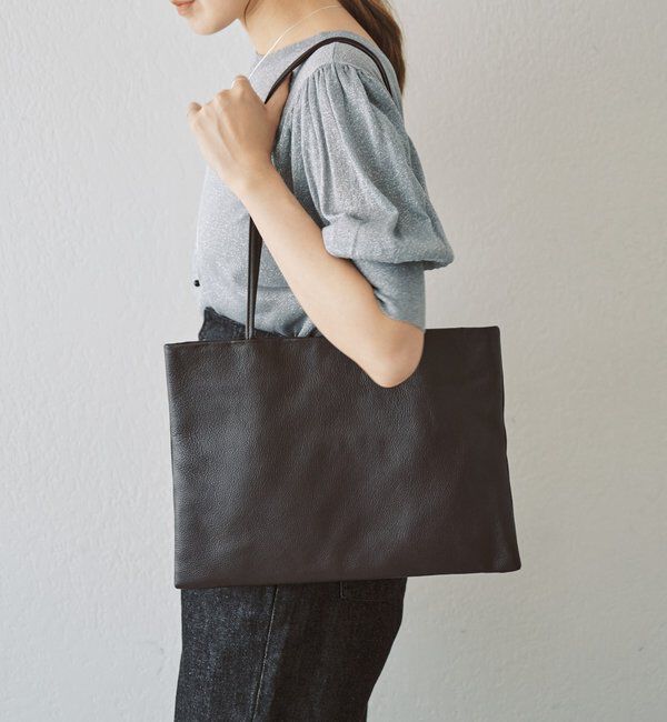  「【ポーチ付き】レザープレーンBAG」|トートバッグ|