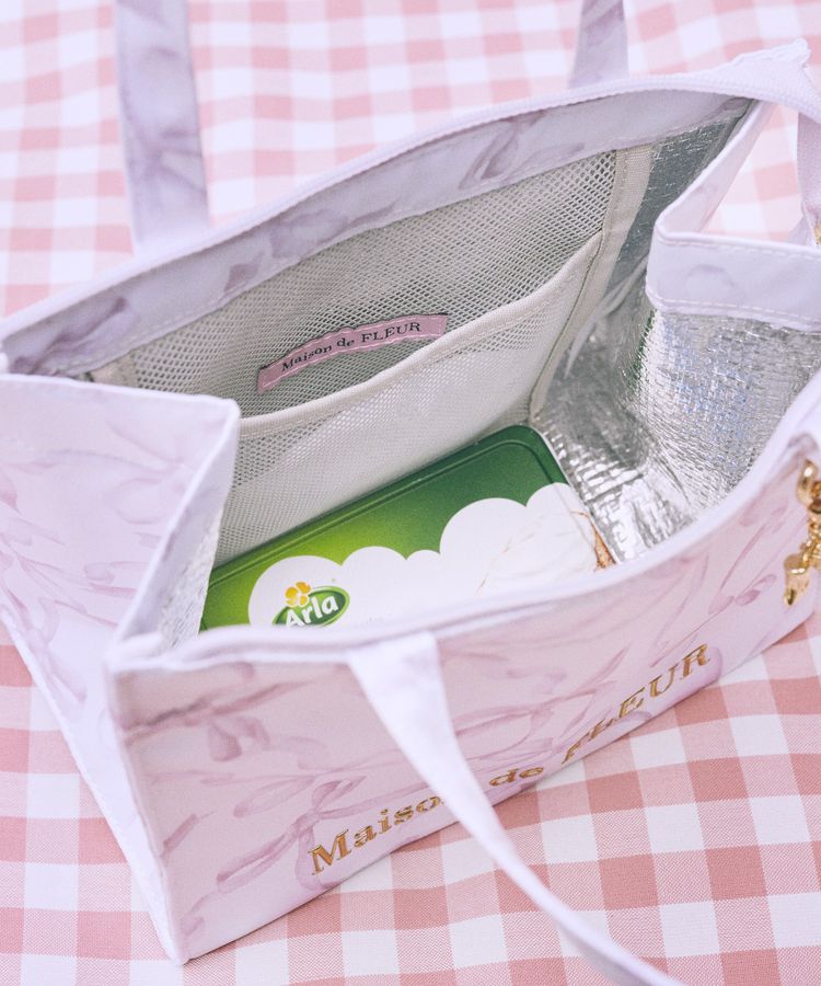 Maison de FLEUR「【保冷機能付き】リボン柄保冷バッグ」|トートバッグ|