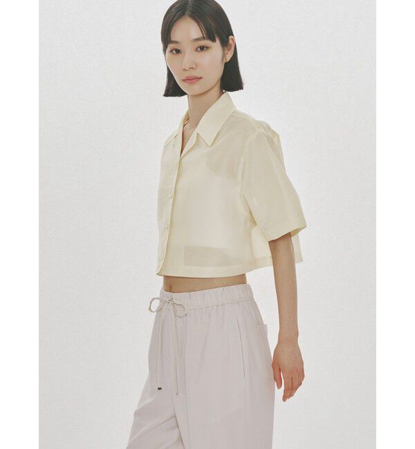 MIDIUMISOLID「MIDIUMISOLID for Ladies シアーオープンカラーシャツ」|シャツ・ブラウス|