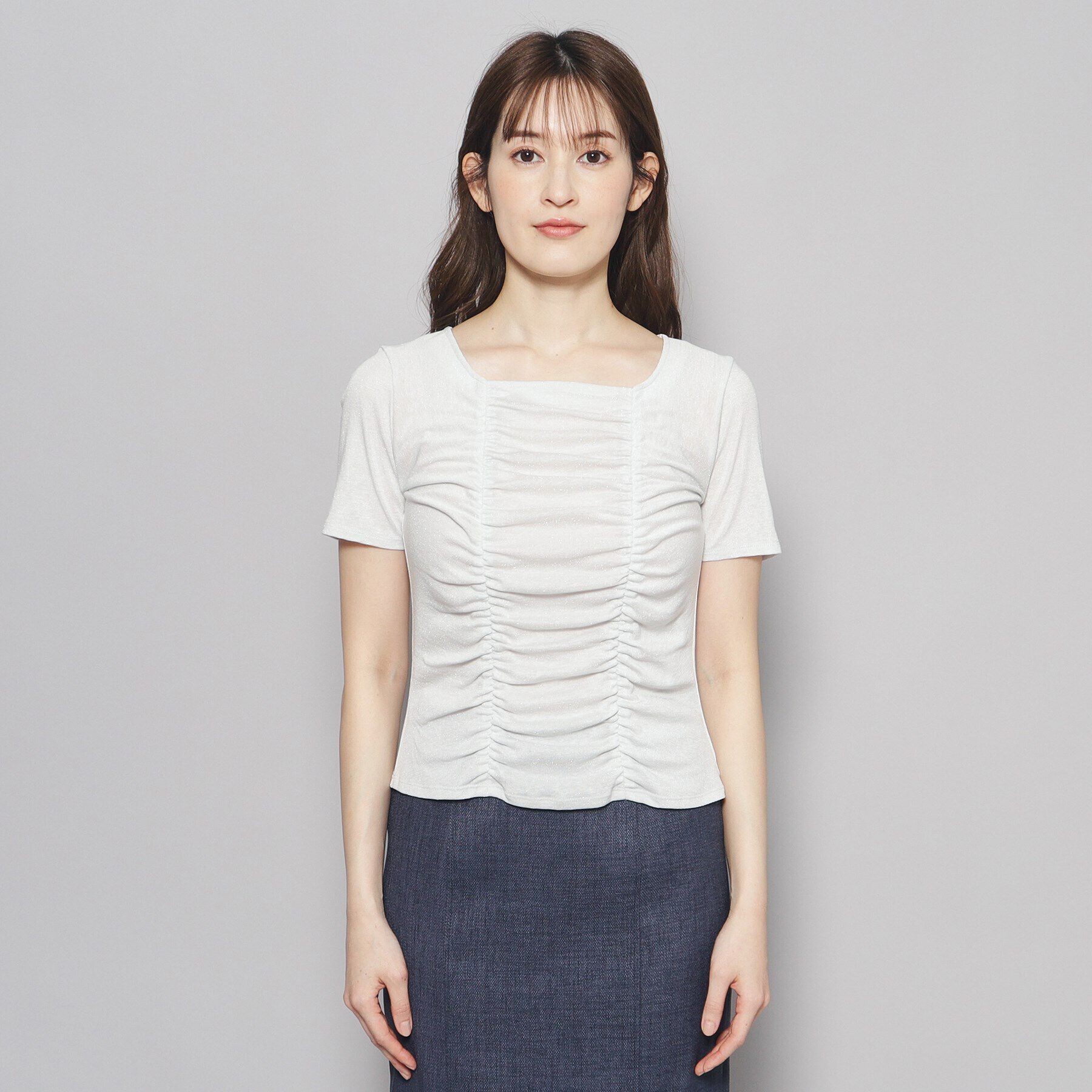 COUP DE CHANCE「【洗える／日本製】華やかギャザーラメジャージ」|Tシャツ・カットソー|