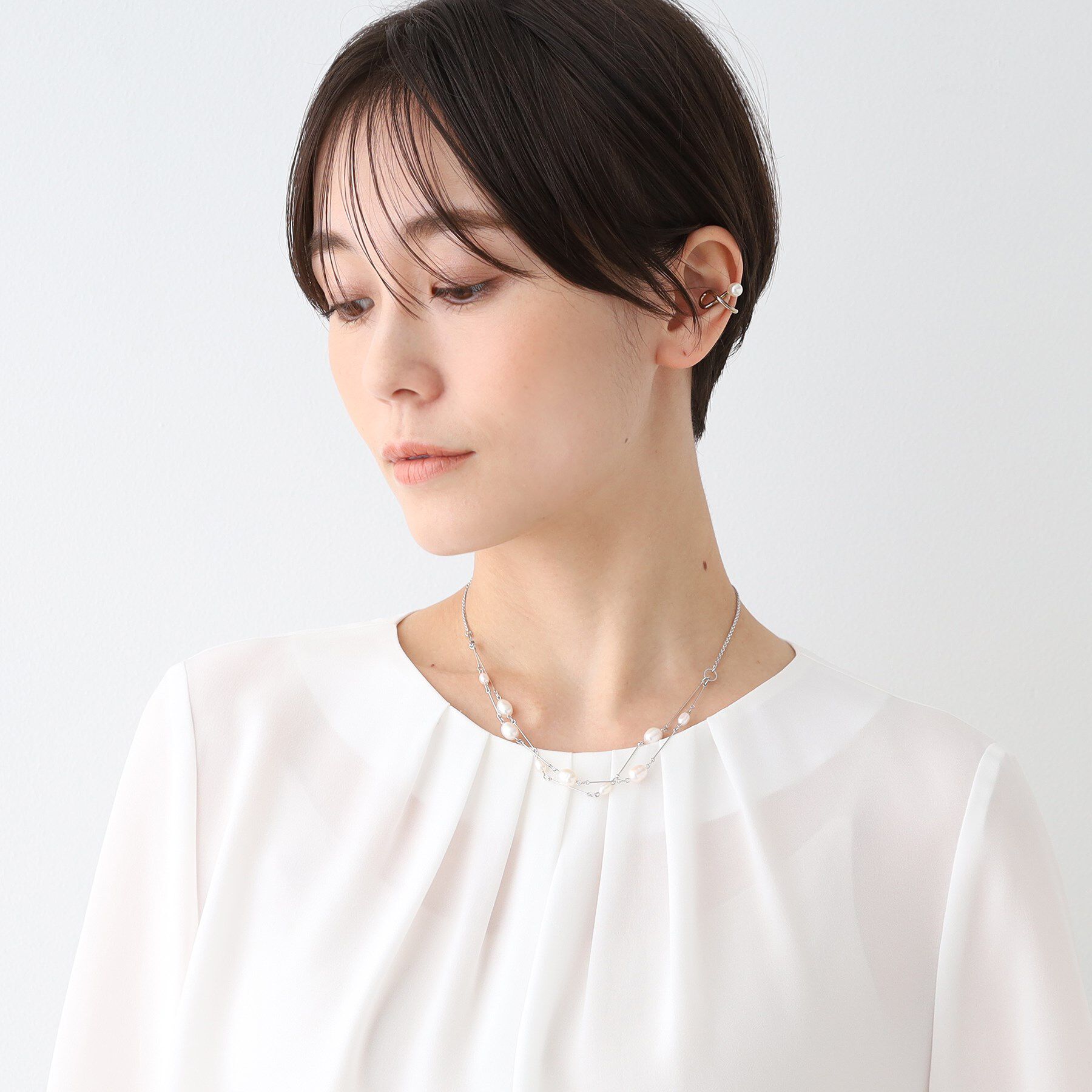 INDIVI「ランダム淡水パール2連ネックレス」|ネックレス|