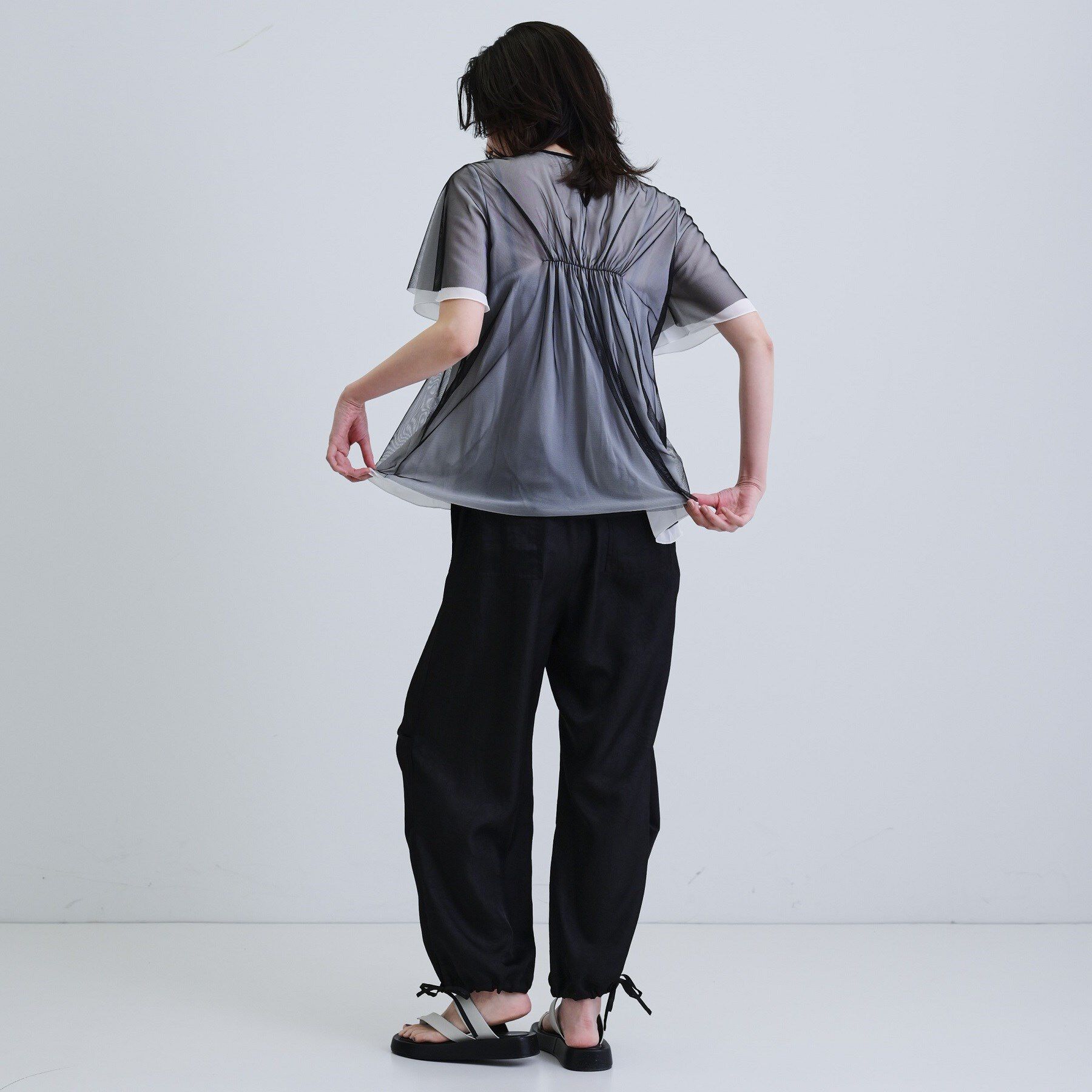 GALLEST「メッシュギャザーTシャツ」|Tシャツ・カットソー|