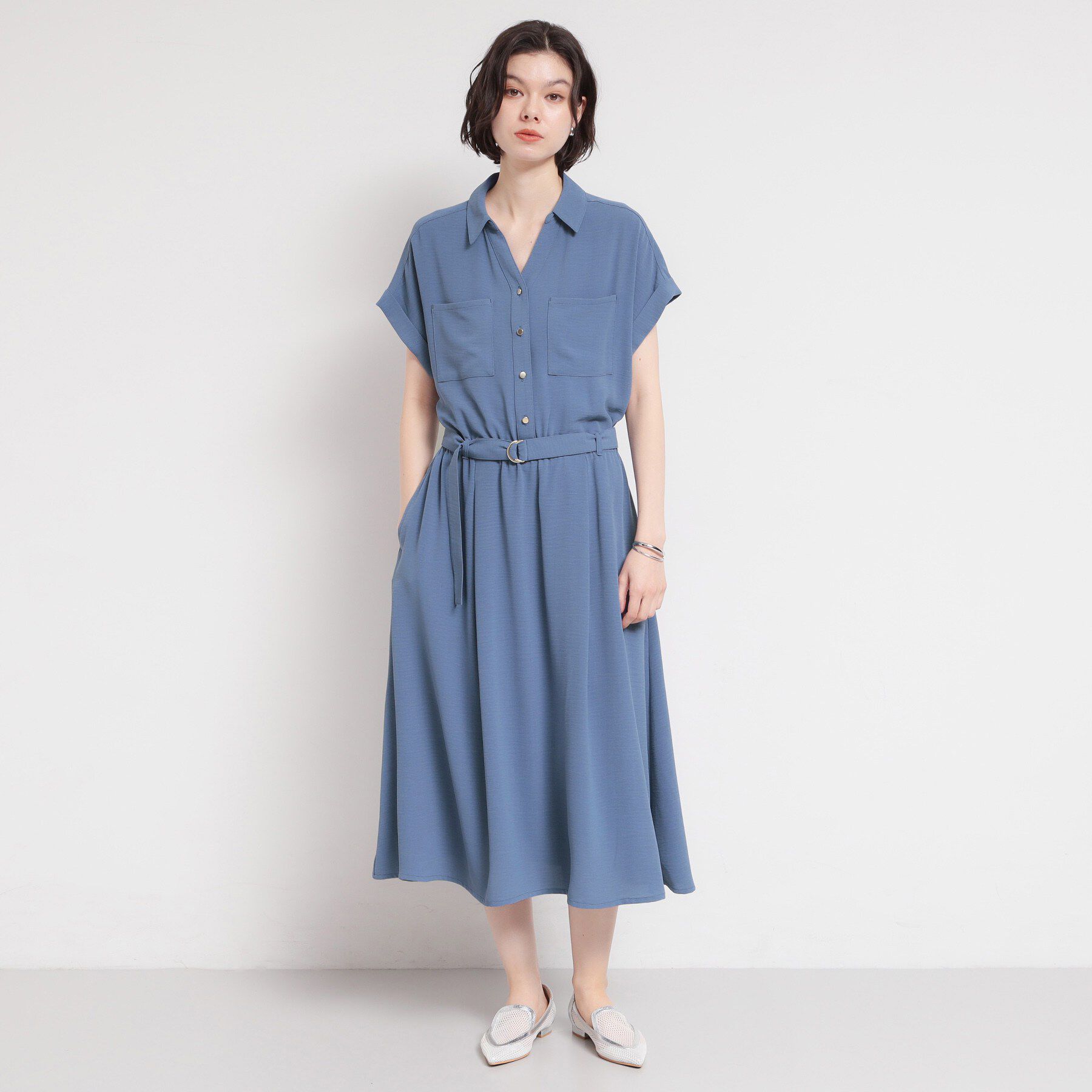 THE SHOP TK「【ひんやり/防しわ/吸水速乾/UV】欲しいが詰まった 上品フィット＆フレアワンピース」|ワンピース|