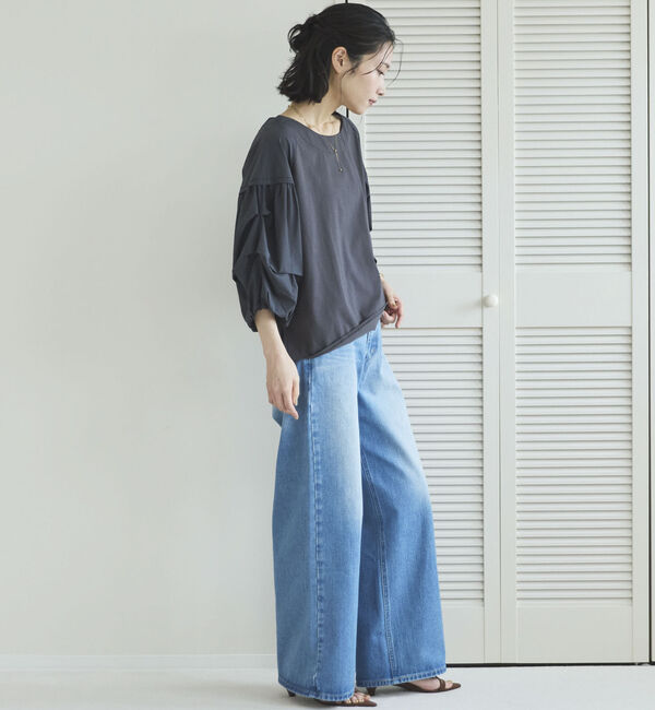 Doux archives「【接触冷感／イージーケア】タックデザイントップス」|Tシャツ・カットソー|