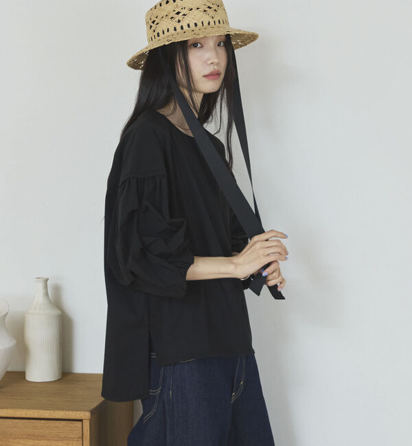 Doux archives「【接触冷感／イージーケア】タックデザイントップス」|Tシャツ・カットソー|