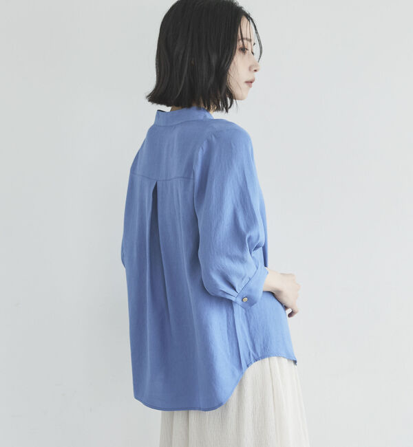 Doux archives「ウォッシャブルリネンライクⅤ開きタックブラウス」|シャツ・ブラウス|
