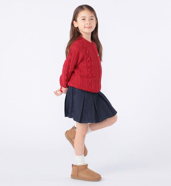 SHIPS KIDS「SHIPS KIDS:100～130cm /〈洗濯機可能〉ケーブル ニット ポンポン カーディガン」|カーディガン|