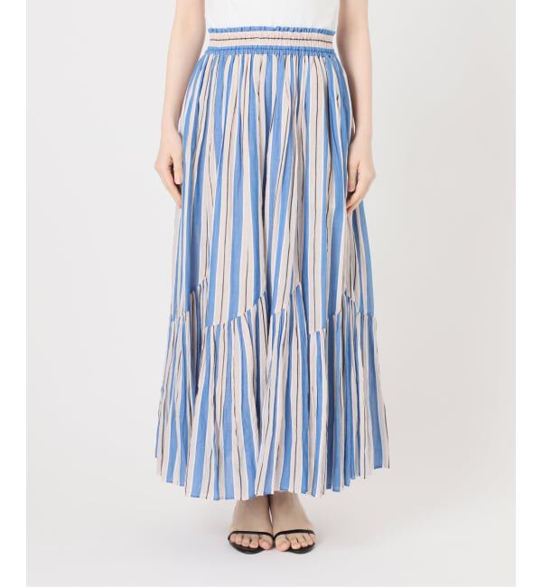 Spick and Span「《別注カラー有》ne Quittez pas CottonVoile StripeSlant Panel Skirt*」|スカート|