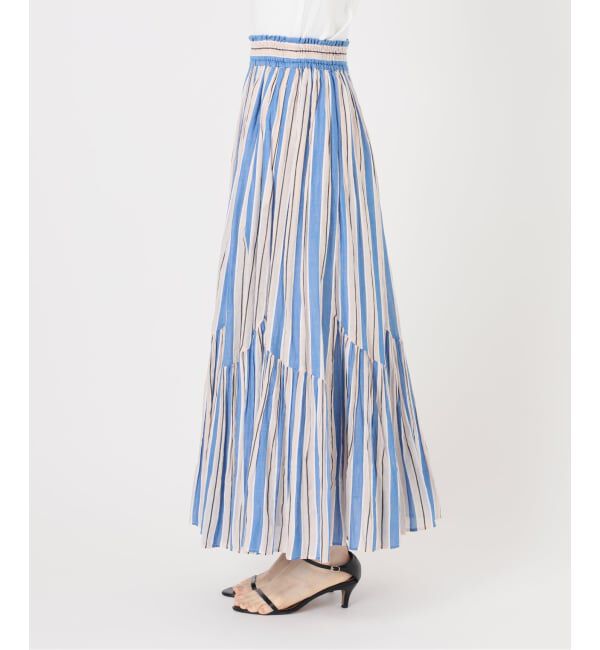 Spick and Span「《別注カラー有》ne Quittez pas CottonVoile StripeSlant Panel Skirt*」|スカート|