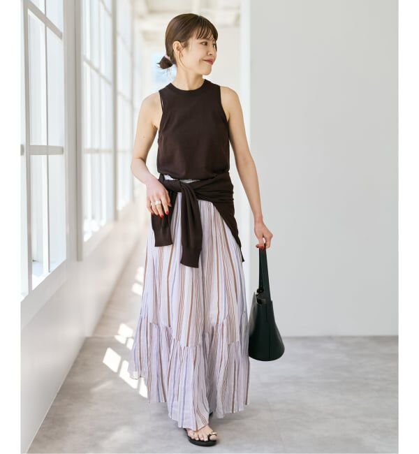 Spick and Span「《別注カラー有》ne Quittez pas CottonVoile StripeSlant Panel Skirt*」|スカート|