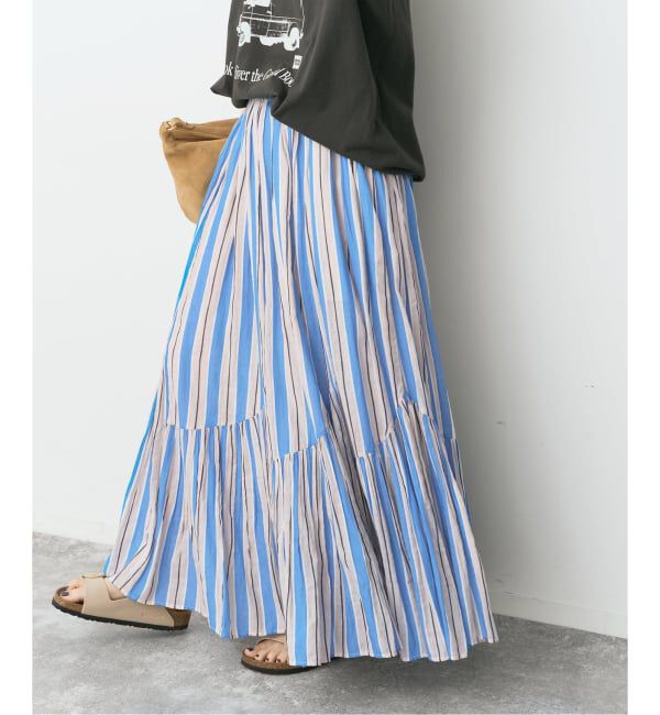 Spick and Span「《別注カラー有》ne Quittez pas CottonVoile StripeSlant Panel Skirt*」|スカート|