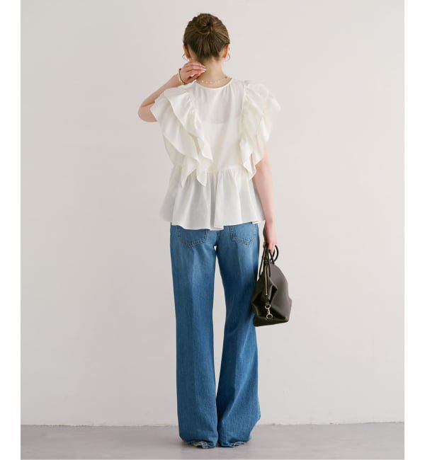 NOBLE「《追加予約》【洗える】ウォーターエッジフリルブラウス」|シャツ・ブラウス|