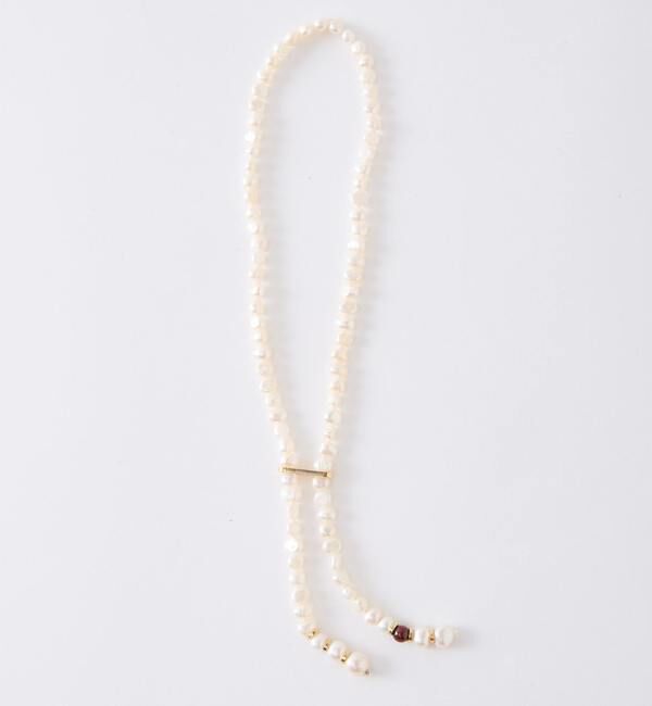Liesse「《別注》【EO/イオ】PEARL/RED TIGER EYE NECKLACE（ショート）」|ネックレス|アイボリー