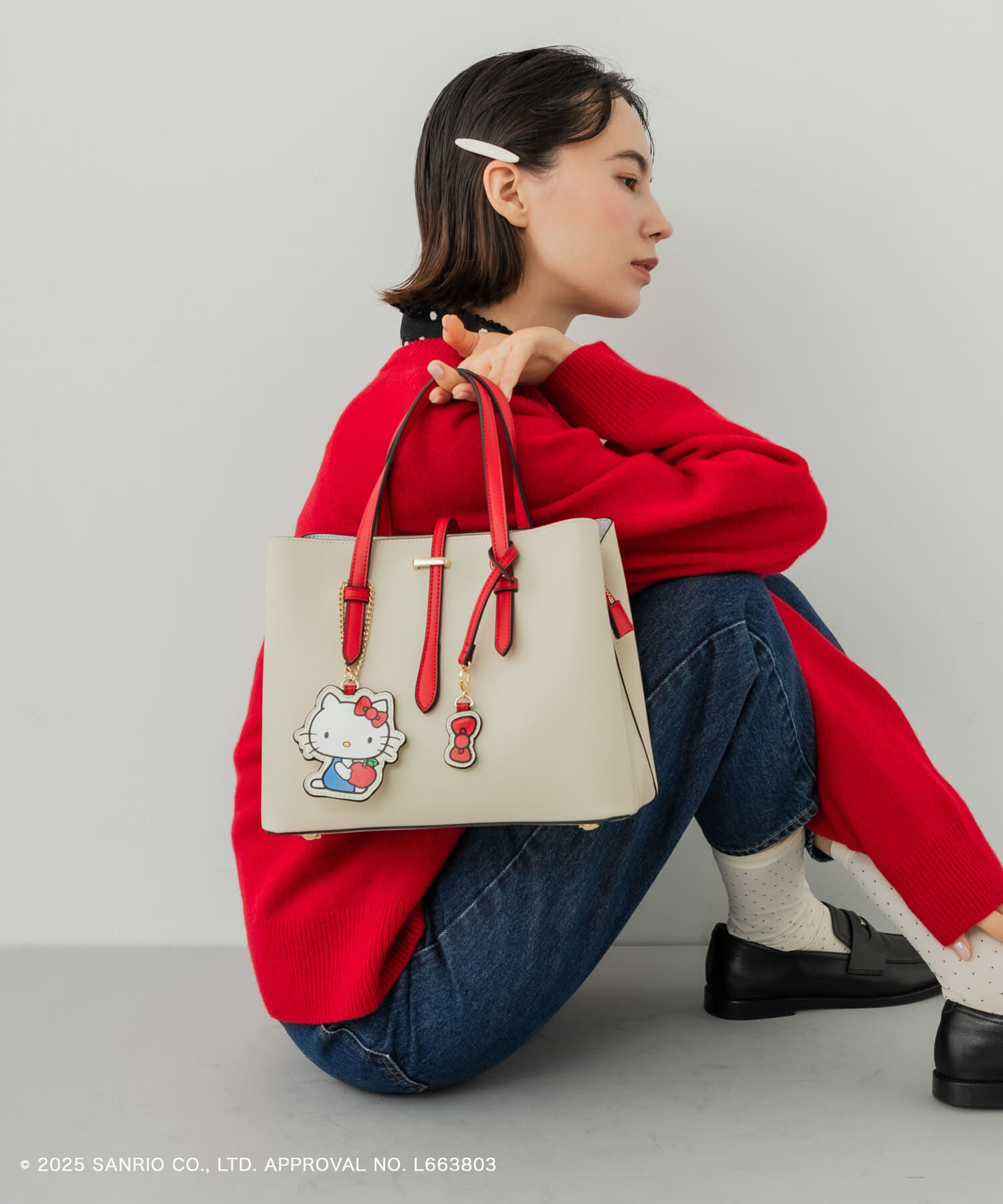 RODE SKO「サンリオキャラクターズ チャーム付バッグ」|ハンドバッグ|アイボリー