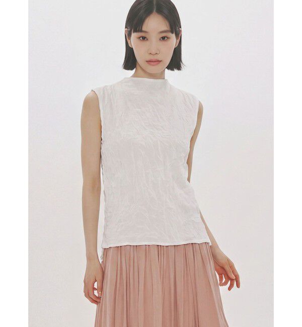 MIDIUMISOLID「MIDIUMISOLID for Ladies シースルーハイネックノースリーブインナー」|Tシャツ・カットソー|オフホワイト