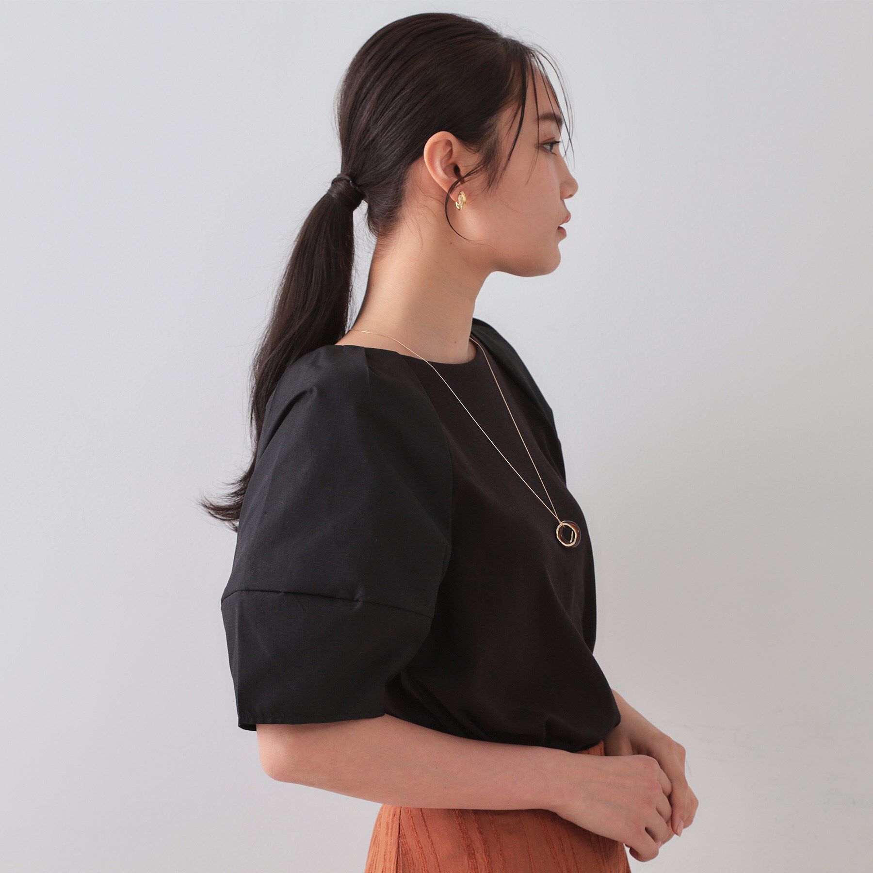 OPAQUE.CLIP「《S-LLサイズ》ランタンスリーブトップス【UV／接触冷感／洗濯機洗い可】」|Tシャツ・カットソー|