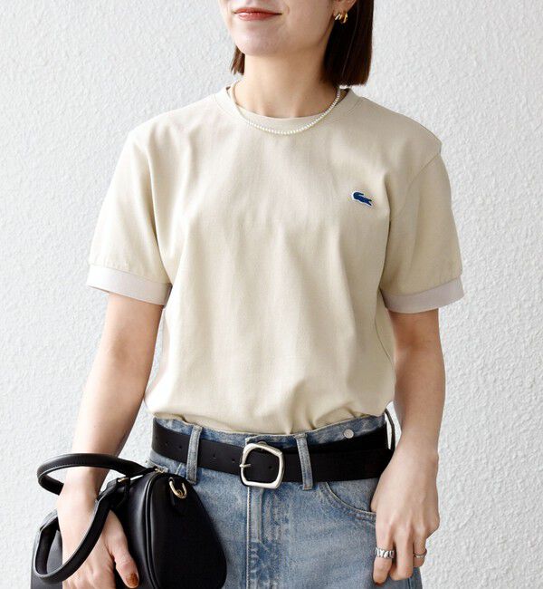 SHIPS any「【SHIPS any別注】LACOSTE:〈洗濯機可能〉PIQUE クルーネック Tシャツ 26SS」|Tシャツ・カットソー|ベージュ