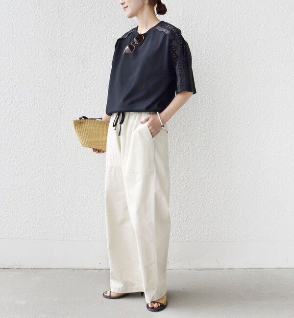 SHIPS for women「《一部追加予約》【WEB限定】〈手洗い可能〉レース コンビ ショート スリーブ カットソー」|Tシャツ・カットソー|