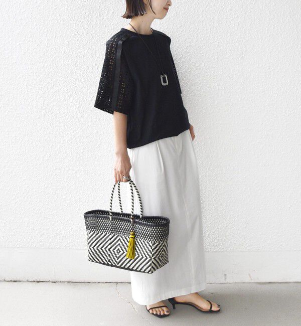 SHIPS for women「《一部追加予約》【WEB限定】〈手洗い可能〉レース コンビ ショート スリーブ カットソー」|Tシャツ・カットソー|