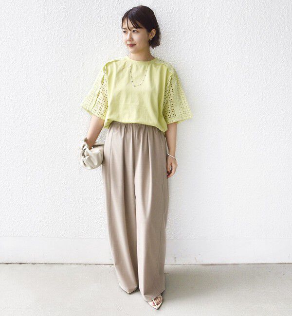 SHIPS for women「《一部追加予約》【WEB限定】〈手洗い可能〉レース コンビ ショート スリーブ カットソー」|Tシャツ・カットソー|