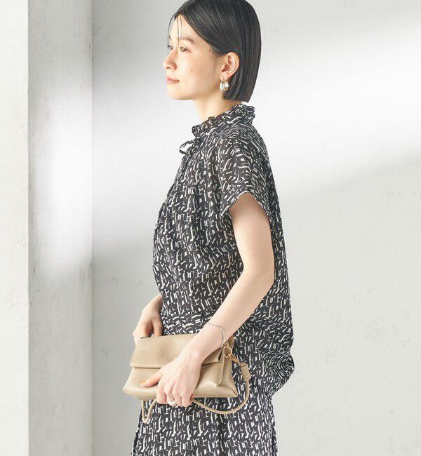SHIPS for women「《予約》〈手洗い可能〉サッカー プリント フリル ネック 半袖 ブラウス」|シャツ・ブラウス|