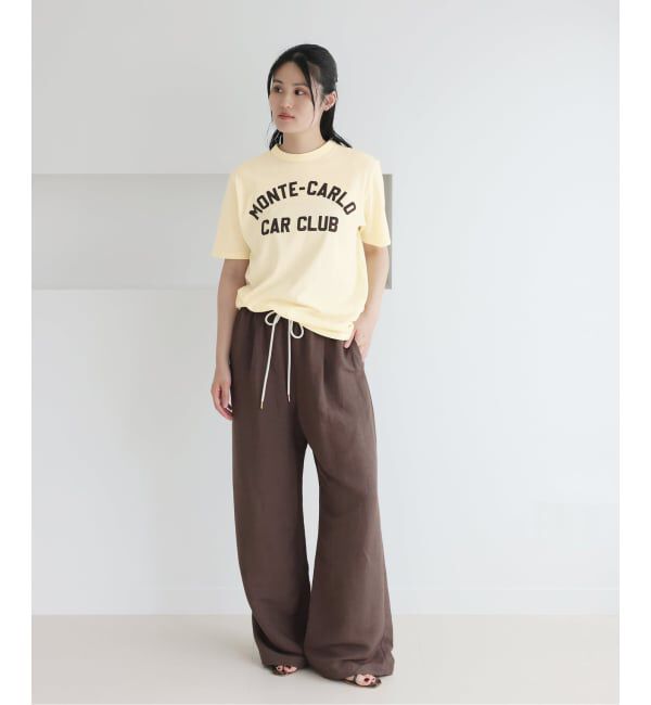 IENA「BLACK フロッキーロゴプリントTシャツ」|Tシャツ・カットソー|