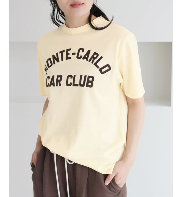 IENA「BLACK フロッキーロゴプリントTシャツ」|Tシャツ・カットソー|イエロー
