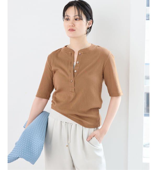 IENA「《予約》ワイドリブヘンリープルオーバー」|Tシャツ・カットソー|
