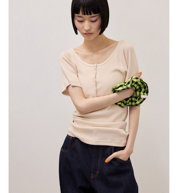 ADAM ET ROPE'「ハーフスリーブリブTシャツ」|Tシャツ・カットソー|