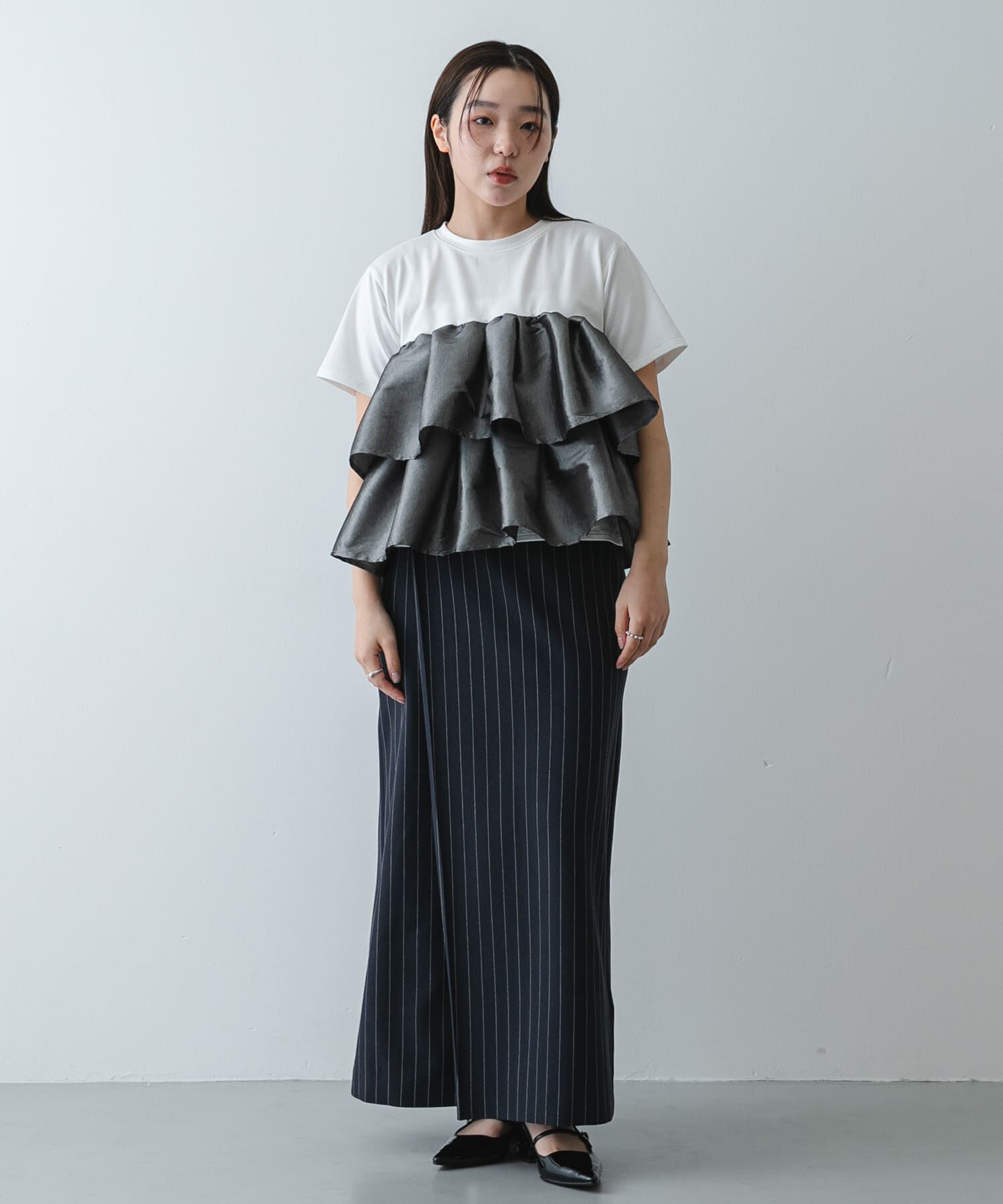 SENSE OF PLACE by URBAN RESEARCH「シャイニーフリルドッキングカットトップ」|Tシャツ・カットソー|