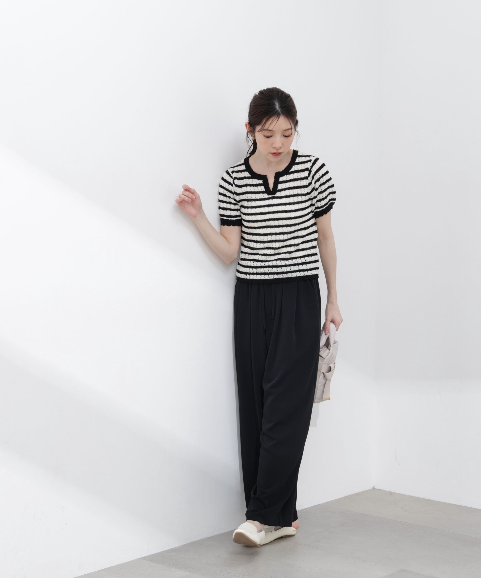PROPORTION BODY DRESSING「ヘンリーネック透かし編みニット 26SS」|ニット・セーター|