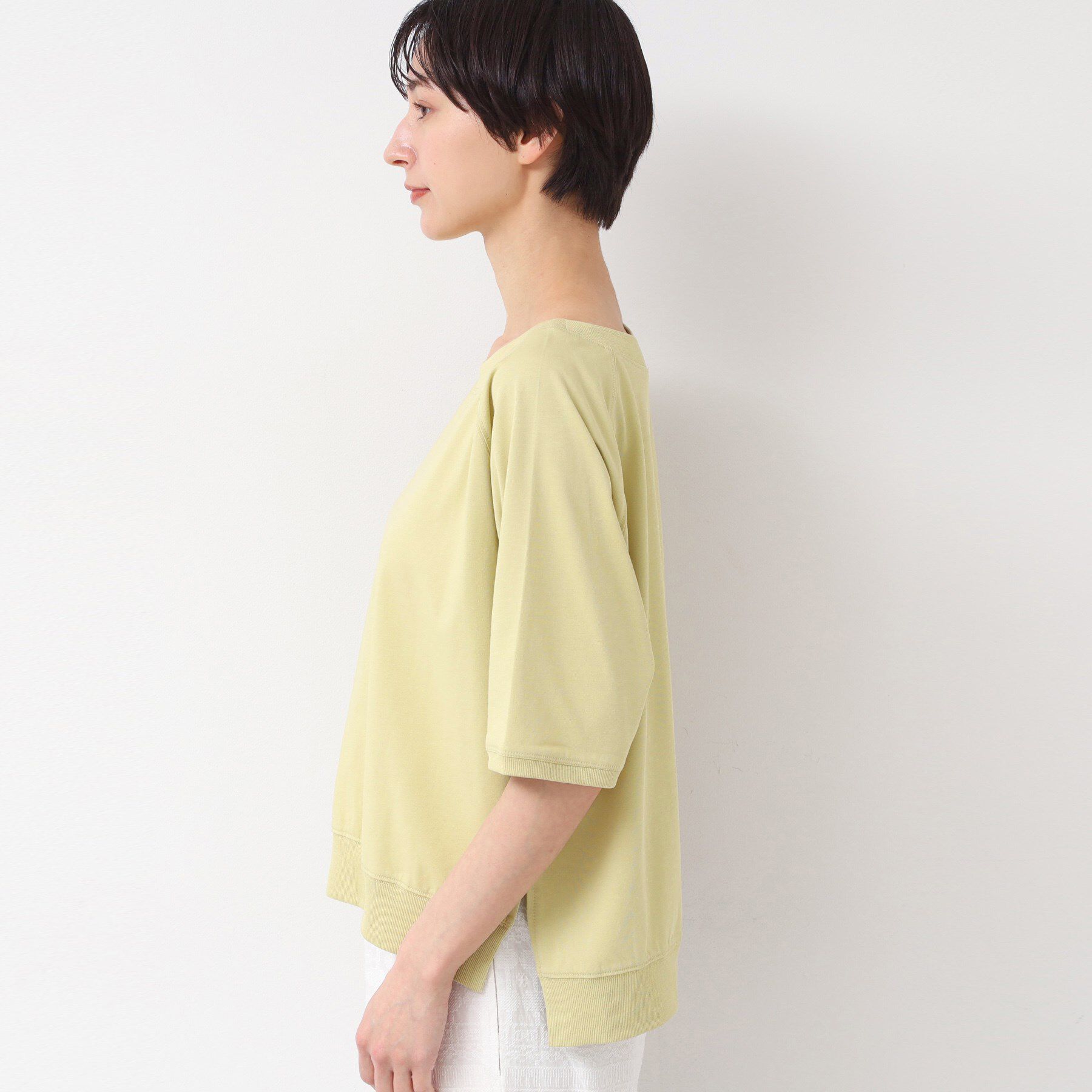 Dessin「【接触冷感・UV・洗える】裾リブスリット五分袖カットソー」|Tシャツ・カットソー|