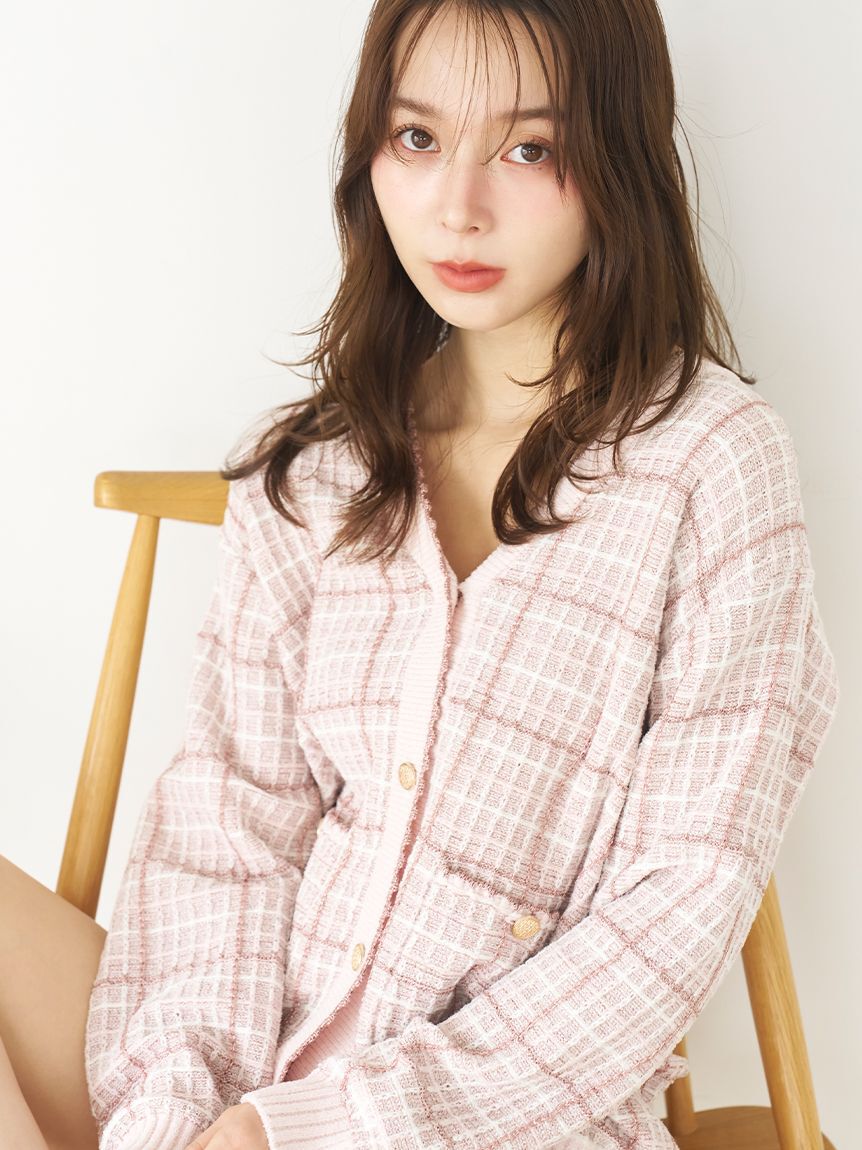 SNIDEL HOME「ラメツイードカーディガン」|ルームウェア|