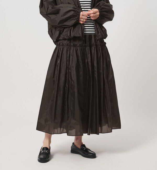 UNITED ARROWS「シアー タフタ ギャザースカート ‐はっ水 ウォッシャブル‐」|スカート|DK.BROWN