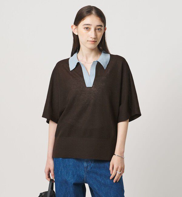 UNITED ARROWS「スキッパー ドルマンスリーブ ニット ‐ウォッシャブル‐」|ニット・セーター|DK.BROWN