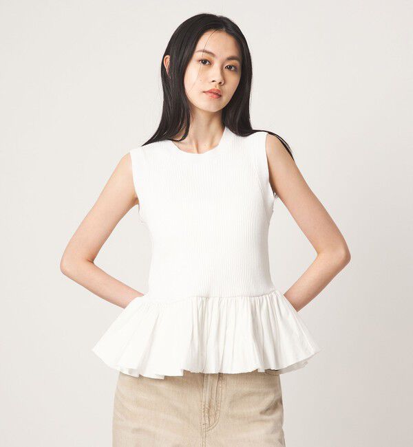 EMMEL REFINES「＜EMMEL REFINES＞EM スソバルーン ノースリーブ ニット」|ニット・セーター|WHITE