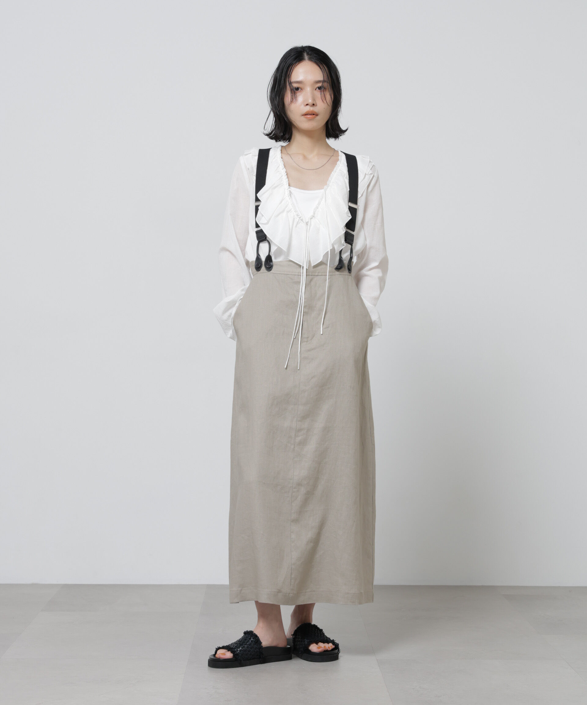 nano･universe「European Flax サスペンダー付きスカート(セットアップ可)」|スカート|
