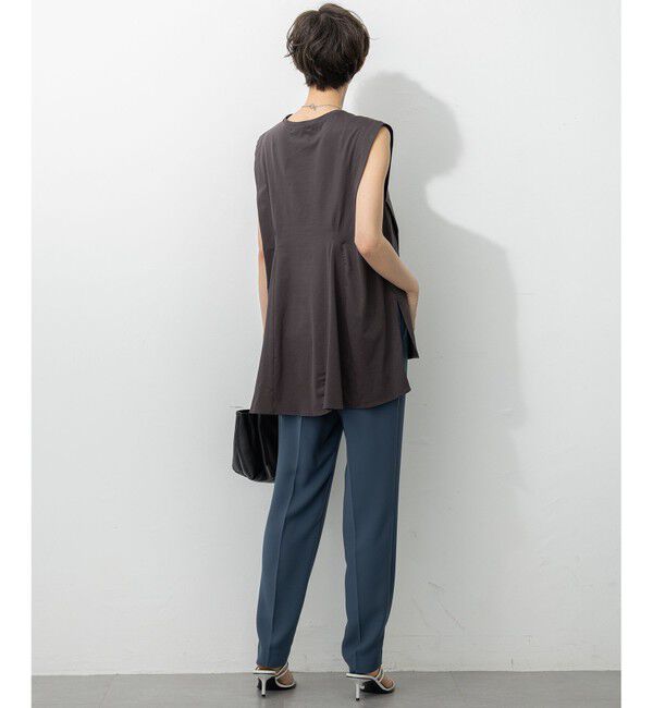 23区「【洗える】コンパクトヤーン フレアデザイン ノースリーブ カットソー」|Tシャツ・カットソー|
