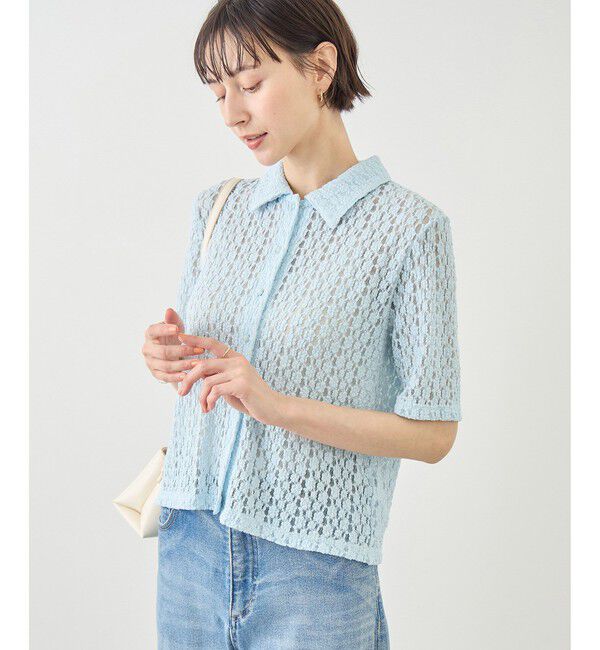 Rope&rsquo;Picnic「【ちゃんと+かわいい保証】カットレースポロトップス/リンクコーデ」|シャツ・ブラウス|
