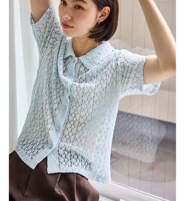 Rope&rsquo;Picnic「【ちゃんと+かわいい保証】カットレースポロトップス/リンクコーデ」|シャツ・ブラウス|