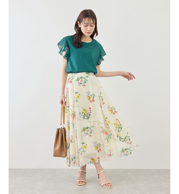 Rope&rsquo;Picnic「【ちゃんと+かわいい保証】70シルケットシアーフリルスリーブトップス/UVケア・接触冷感」|Tシャツ・カットソー|