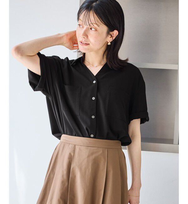 Rope&rsquo;Picnic「【ちゃんと+かわいい保証】カットジョーゼットスキッパーブラウス/UVケア・接触冷感・防シワ」|シャツ・ブラウス|