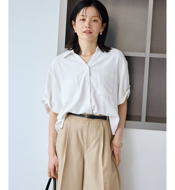 Rope&rsquo;Picnic「【ちゃんと+かわいい保証】カットジョーゼットスキッパーブラウス/UVケア・接触冷感・防シワ」|シャツ・ブラウス|