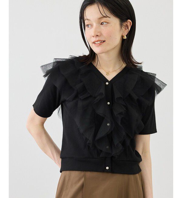 Rope&rsquo;Picnic「【ちゃんと+かわいい保証】チュールフリルカーディガントップス/UVケア」|カーディガン|