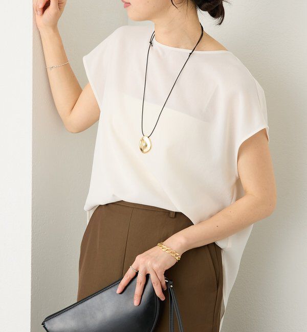  「【セットアップ着用可能/ドライタッチ/シワになりにくい】メッシュフレンチブラウス」|シャツ・ブラウス|