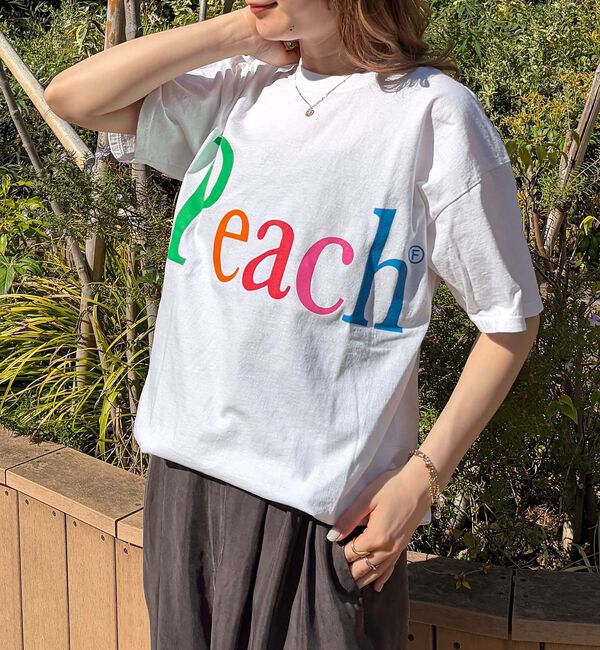 Rouge vif「【byeA./バイエー】Peach TEE/ロゴTシャツ」|Tシャツ・カットソー|