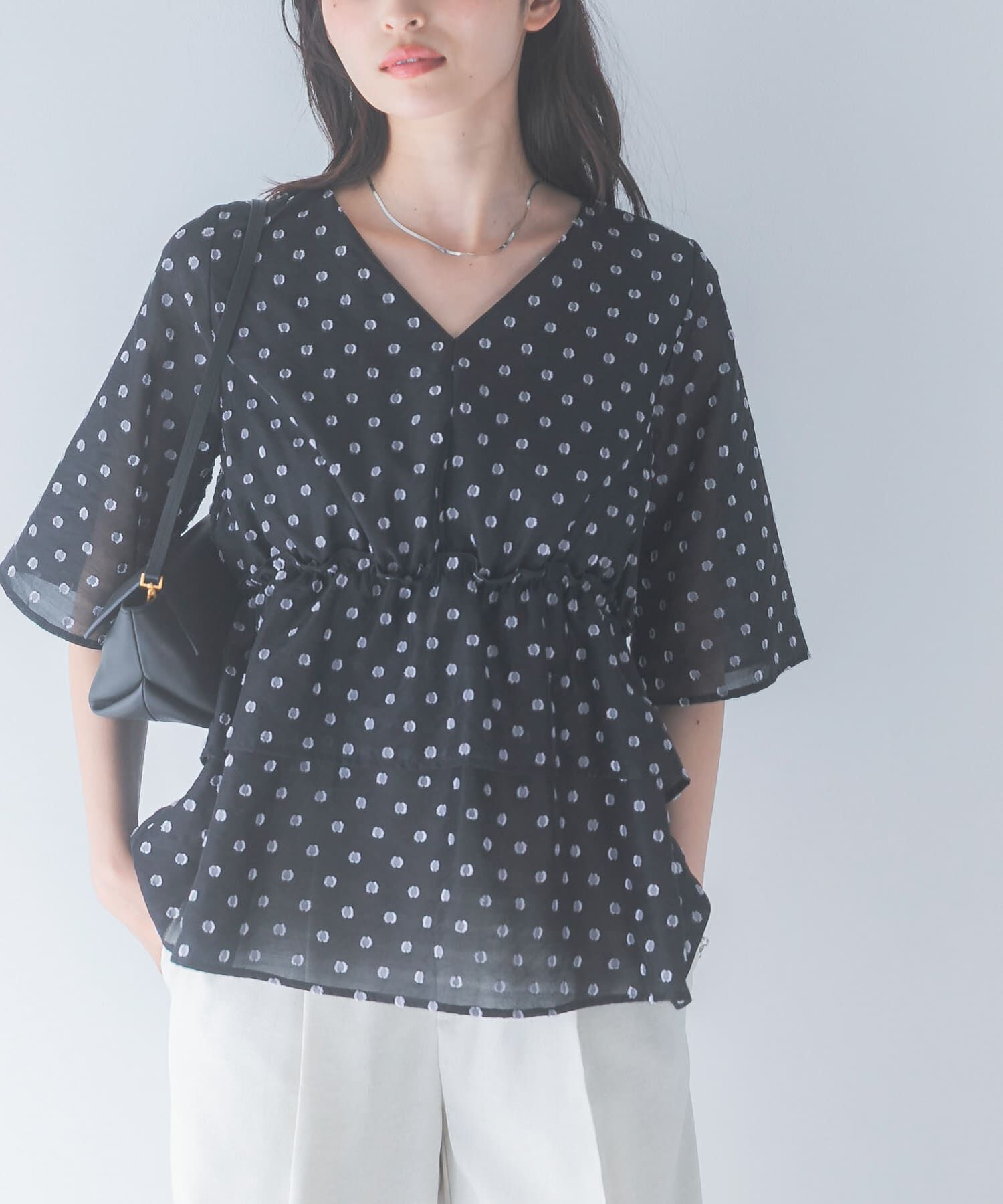 URBAN RESEARCH ROSSO「『WEB限定』ジャガードペプラムブラウス」|シャツ・ブラウス|